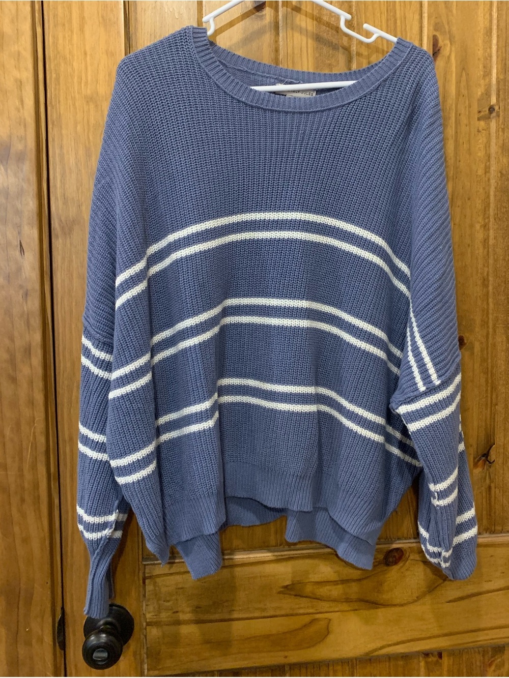 Sincerely Jules Blue Crewneck Sweater with White Stripes